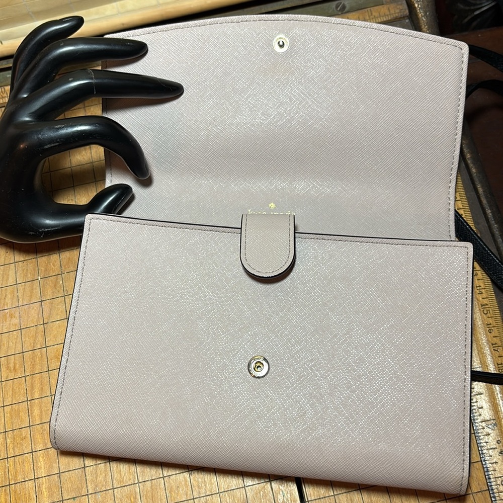 2 kate spade Crossbody Bags, Wallets w Detachable Strap, Black Cream Leather - Picture 6 of 17